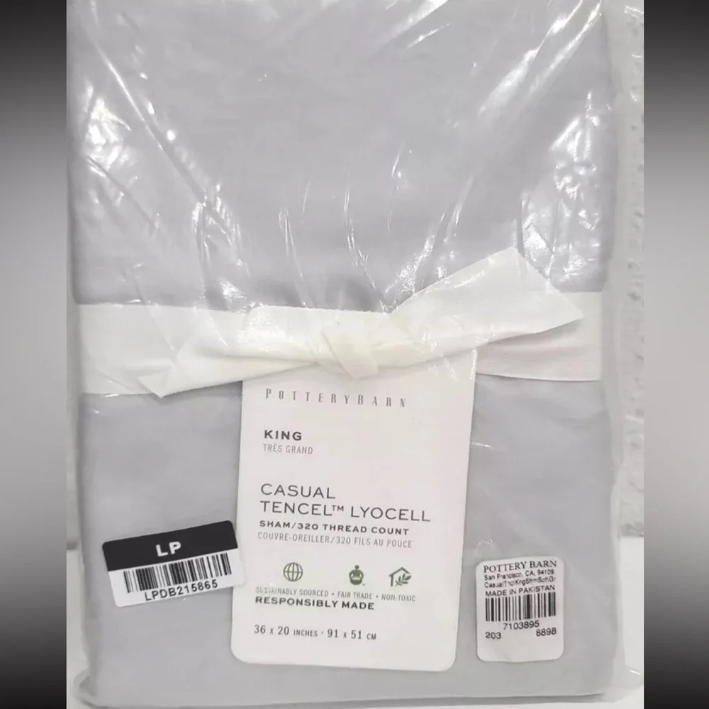Pottery Barn Tencel Lyocell King Pillow Sham - Gray